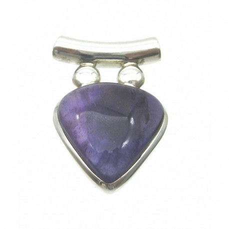 Anhänger Amethyst Pipe, ca. 20 x 30 mm, 925er Silber