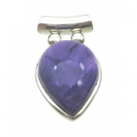 Anhänger Amethyst Pipe, ca. 18 x 35 mm, 925er Silber
