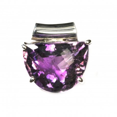 Anhänger Amethyst facettiert, Pipe, ca. 15 x 15 mm, 925er Silber