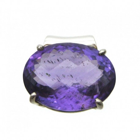 Anhänger Amethyst facettiert, Pipe, ca. 18 x 18 mm, 925er Silber