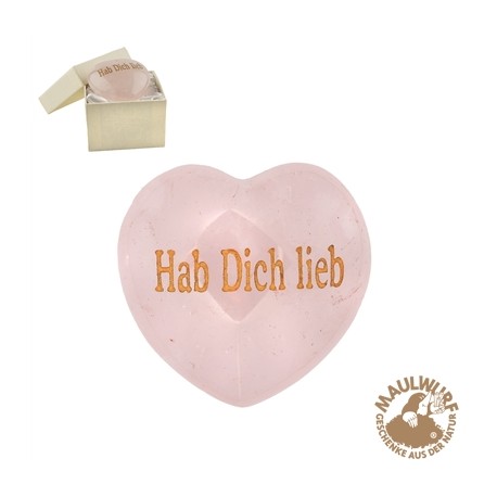 Herz Rosenquarz Hab Dich lieb 45 mm bauchig