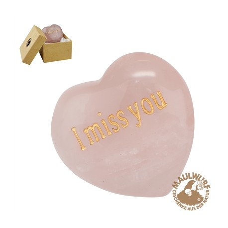 Herz Rosenquarz I miss you 45 mm bauchig