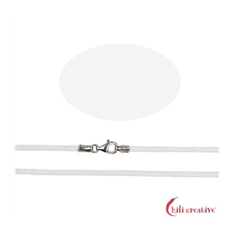 Baumwoll Collier weiß 1,5/45 925er Silber Karabiner