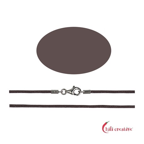 Baumwoll Collier dunkelbraun 1,5/45 925er Silber Karabiner