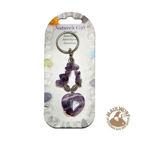 Schlüsselanhänger Herz Amethyst 9 cm Länge für Bodenständer