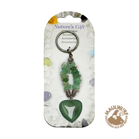 Schlüsselanhänger Herz Aventurin 9 cm Länge für Bodenständer