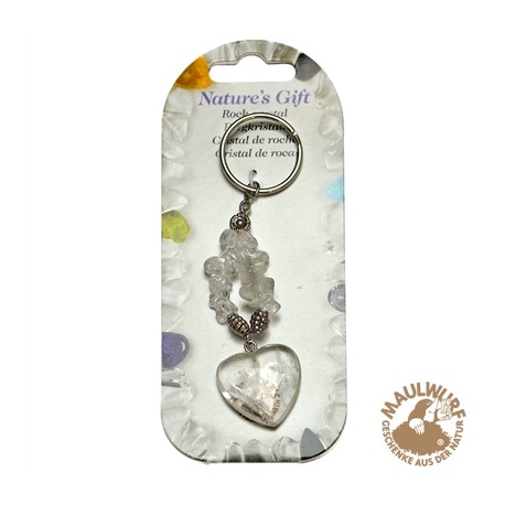 Schlüsselanhänger Herz Bergkristall 9 cm Länge für Bodenständer