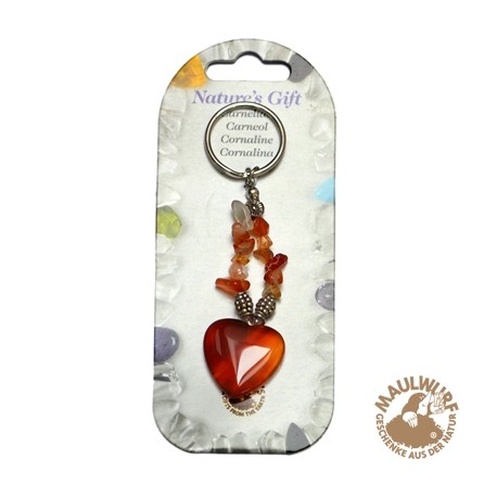 Schlüsselanhänger Herz Carneol (erhitzt) 9 cm Länge für Bodenständer