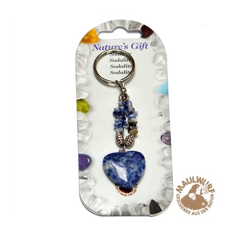 Schlüsselanhänger Herz Sodalith 9 cm Länge für Bodenständer