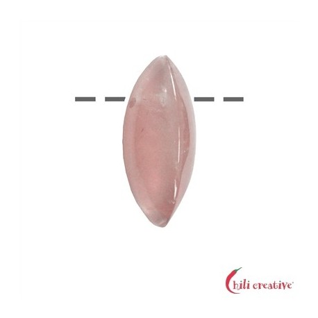 Navette gebohrt klein Rosenquarz 12 x 15 x 30 mm gebohrt