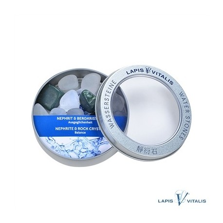 Wassersteine Nephrit/Bergkristall in Geschenkdose 100 g