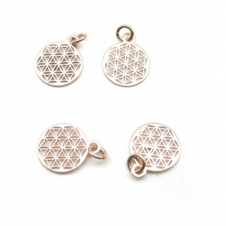 Zwischenteil Blume des Lebens 10 mm mit Öse 925er Silber rosé vergoldet VE 4 Stück