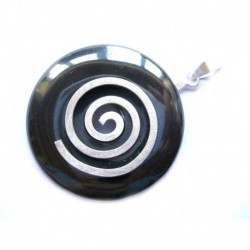 Donuthalter Messing versilbert mattiert mit Donut Hämatit 40 mm