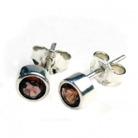 1 Paar Ohrstecker Granat facettiert 4 mm 925er Silber