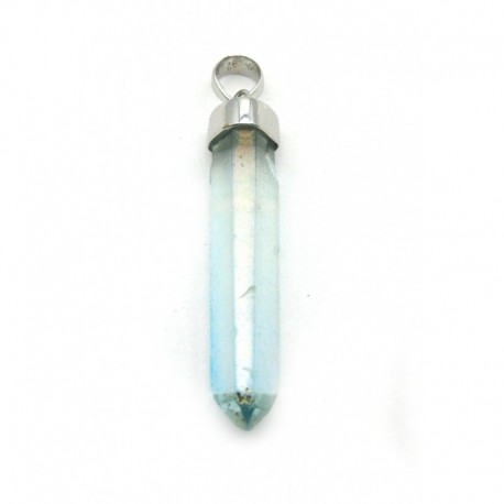 Anhänger Aqua Aura (Bergkristall bedampft) 3 - 4 cm mit 925er Silber-Öse rhodiniert