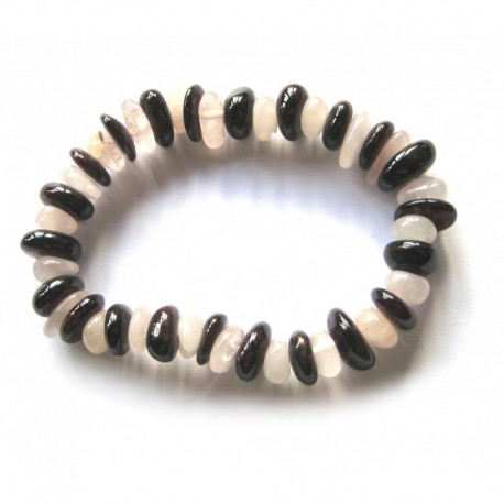 Armband Button Freeform Rosenquarz Granat Mix 8-12 mm