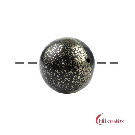 Kugel gebohrt Pyrit in Schiefer 20 mm 1mm-Bohrung