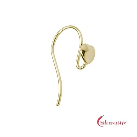 Ohrhaken zum Einhängen mit Herz 20 mm 925er Silber vergoldet VE 4 Stück