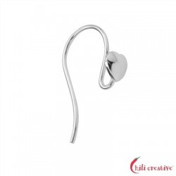 Ohrhaken zum Einhängen mit Herz 20 mm 925er Silber rhodiniert VE 4 Stück