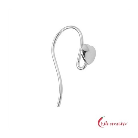 Ohrhaken zum Einhängen mit Herz 20 mm 925er Silber rhodiniert VE 4 Stück