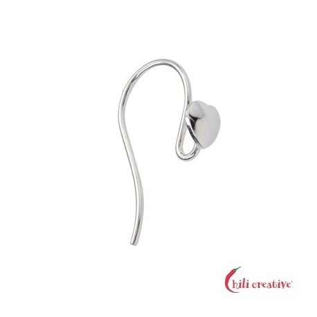 Ohrhaken zum Einhängen mit Herz 20 mm 925er Silber VE 4 Stück