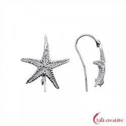 Ohrhaken Seestern 23 mm 925er Silber rhodiniert VE 2 Stück