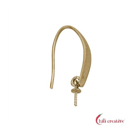 Ohrhaken sandgestrahlte Front 25 mm 925er Silber vergoldet matt VE 2 Stück