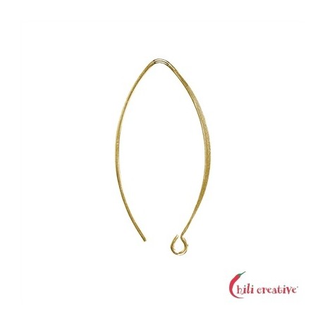 Ohrhaken Navette mit Öse 32 mm 925er Silber vergoldet VE 4 Stück