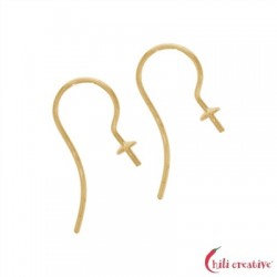 Ohrhaken mit Kappe und Stift 20 mm 925er Silber vergoldet VE 6 Stück