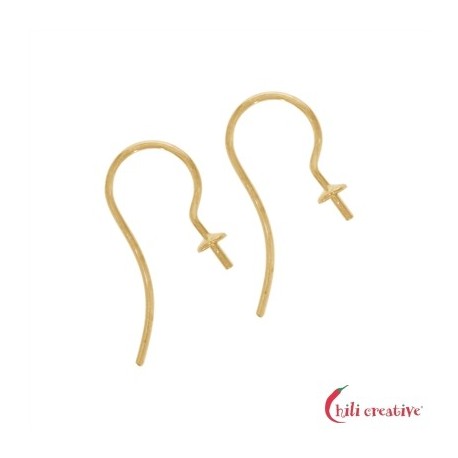 Ohrhaken mit Kappe und Stift 20 mm 925er Silber vergoldet VE 6 Stück