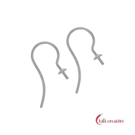 Ohrhaken mit Kappe und Stift 20 mm 925er Silber rhodiniert VE 6 Stück