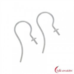 Ohrhaken mit Kappe und Stift 20 mm 925er Silber VE 6 Stück