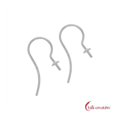 Ohrhaken mit Kappe und Stift 20 mm 925er Silber VE 6 Stück