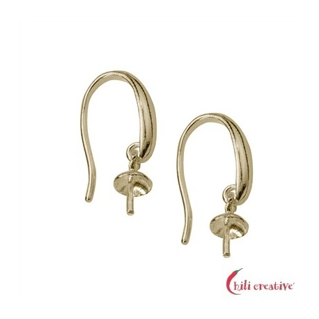 Ohrhaken mit eingehängter Kappe und Stift 25 mm 925er Silber vergoldet VE 4 Stück