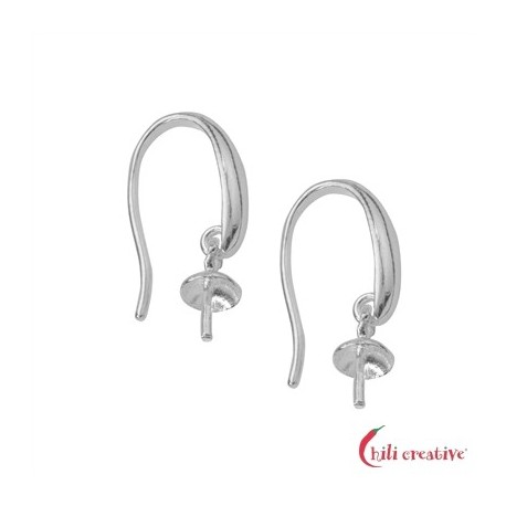 Ohrhaken mit eingehängter Kappe und Stift 25 mm 925er Silber rhodiniert VE 4 Stück