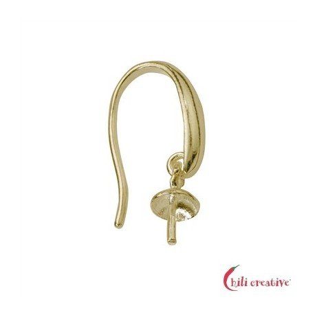 Ohrhaken mit eingehängter Kappe und Stift 20 mm 925er Silber vergoldet VE 4 Stück