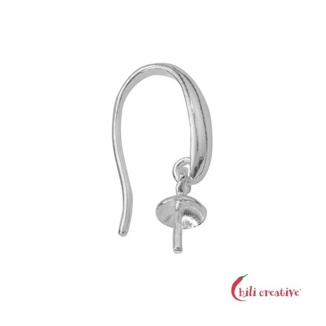 Ohrhaken mit eingehängter Kappe und Stift 20 mm 925er Silber rhodiniert VE 4 Stück