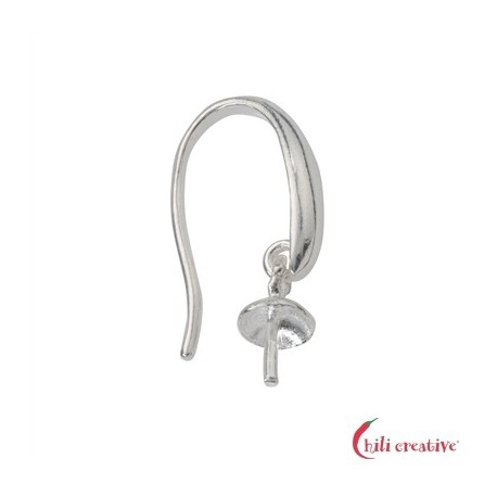Ohrhaken mit eingehängter Kappe und Stift 20 mm 925er Silber VE 4 Stück