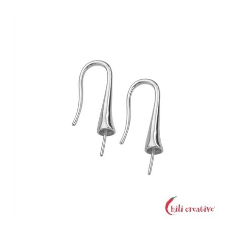 Ohrhaken konisch mit Stift 25 mm 925er Silber rhodiniert VE 2 Stück