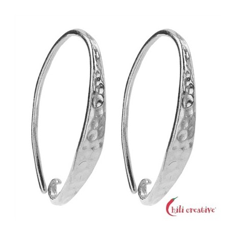 Ohrhaken geschmiedete Front 21 mm 925er Silber rhodiniert VE 2 Stück