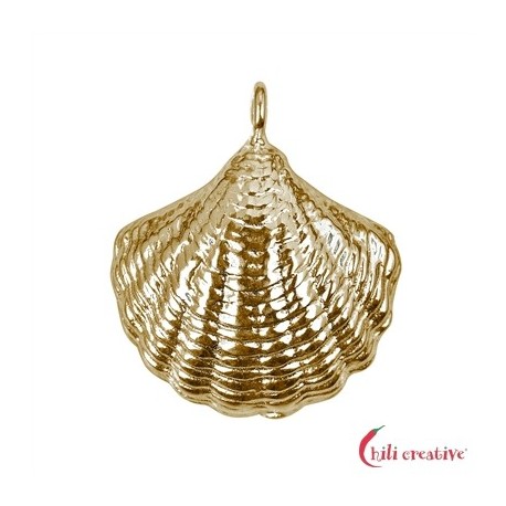 Anhänger mit Öse Muschel 19 mm 925er Silber vergoldet 1 Stück