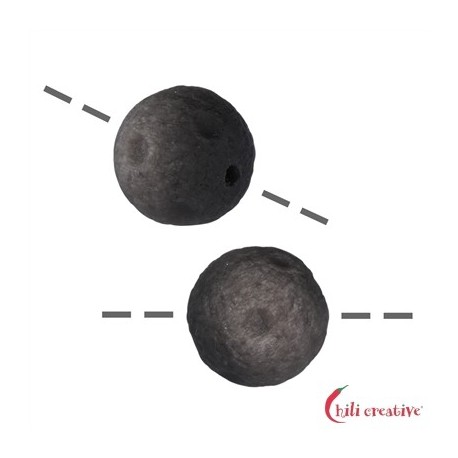 Mond graviert gebohrt Obsidian Silber 12 mm 1 mm-Bohrung