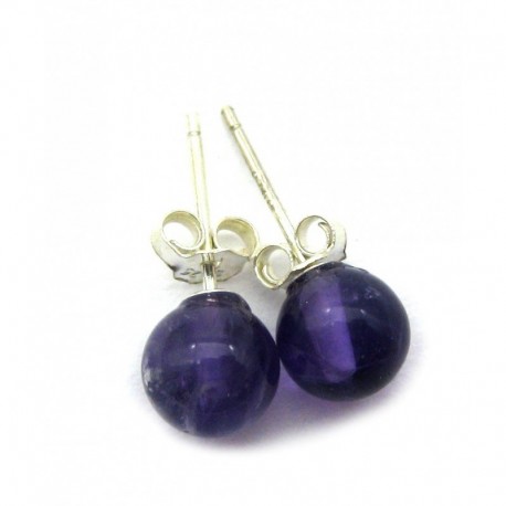 Ohrstecker Amethyst dunkel Kugel 6 mm 925er Silber