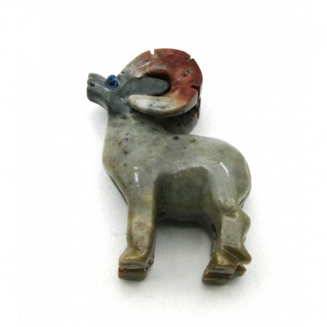 Tiergravur aus Speckstein Widder erhobener Kopf 4 cm