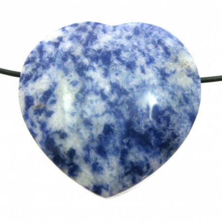 Herz gebohrt Sodalith mit weißem Feldspat 35 mm