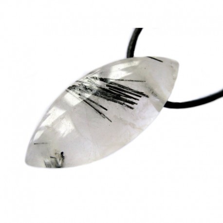 Navette gebohrt Turmalinquarz 4 cm