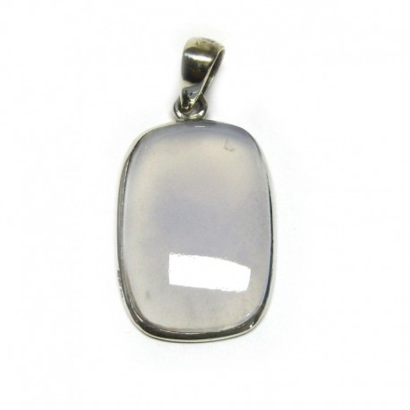 Anhänger Rechteck Chalcedon blau 21x48 mm 925er Silber