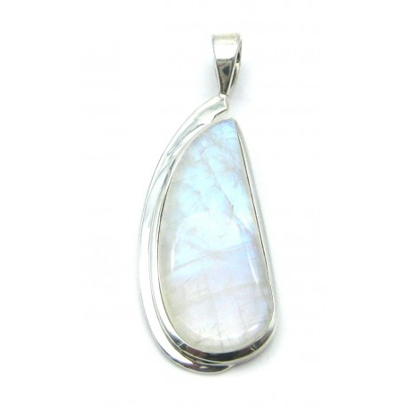 Anhänger Schlaufe Labradorit weiß , 19x53 mm, 925er Silber