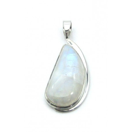 Anhänger Schlaufe Labradorit weiß , 20x51 mm, 925er Silber