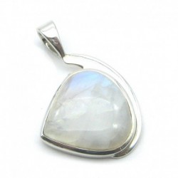 Anhänger Schlaufe Labradorit weiß , 25x40 mm, 925er Silber